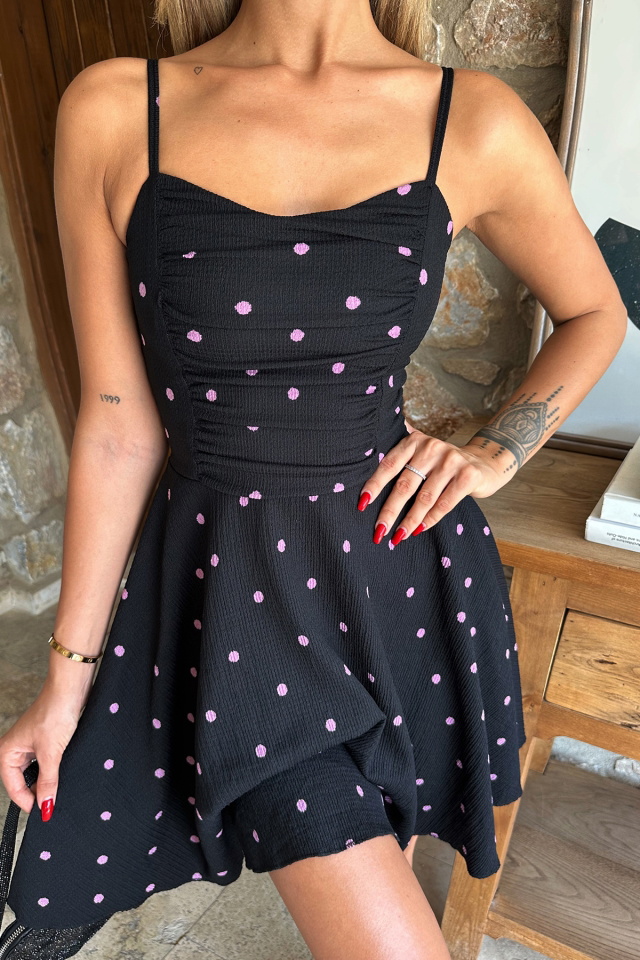 Siyah Askılı Mini Elbise ATE8061 - 2