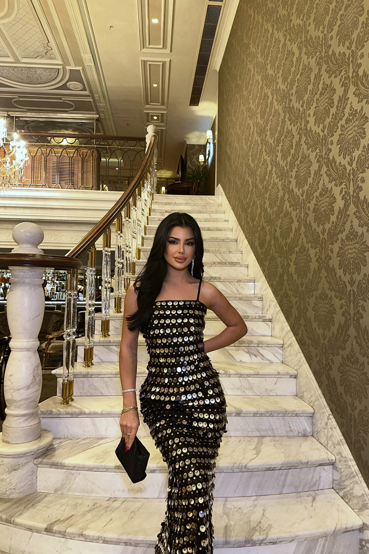 Rhoda Siyah Askılı Pul Detay Elbise ATE-0795 - EYYO