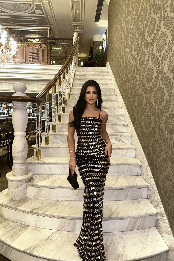 Rhoda Siyah Askılı Pul Detay Elbise ATE-0795 - EYYO