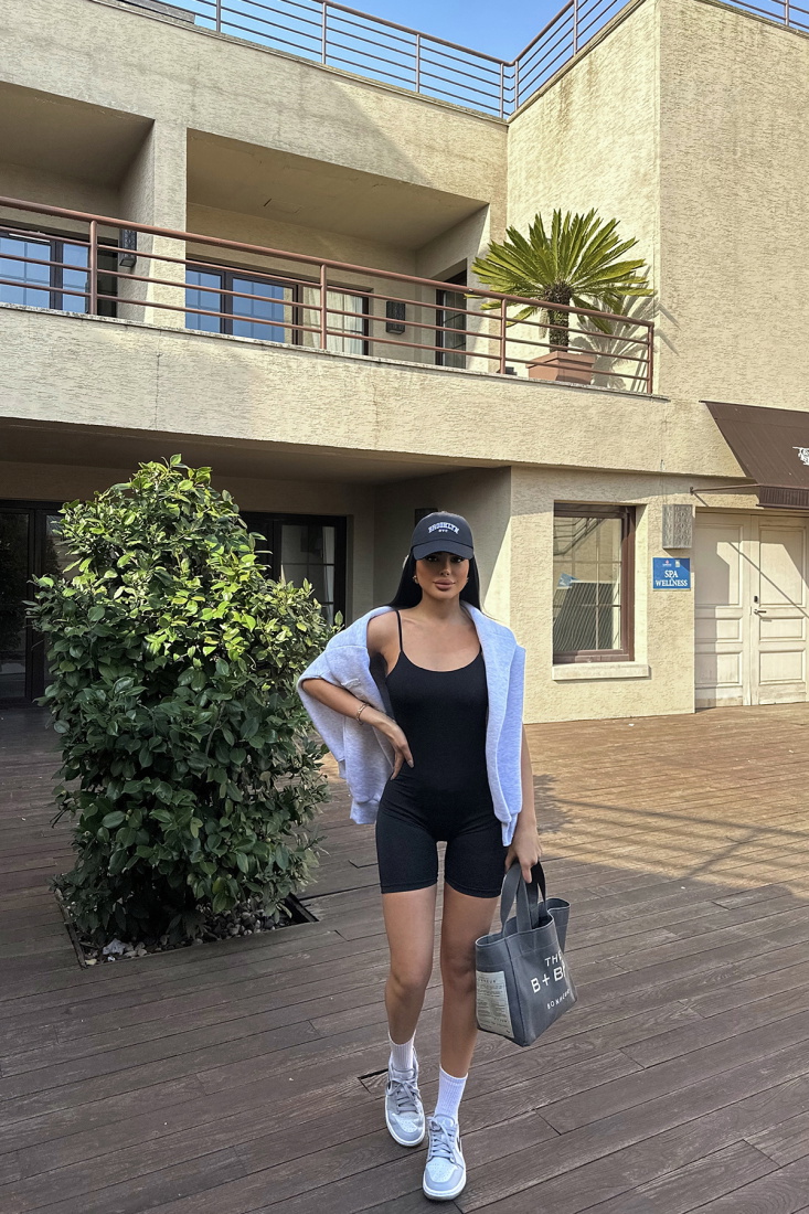 Siyah Askılı Toparlayıcı Tulum ATE6441 - EYYO ATELIER