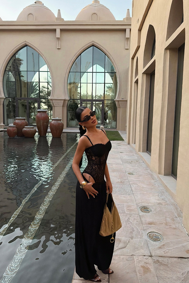 Siyah Brigitta Dantelli Bodysuit ATE-4691 - 2