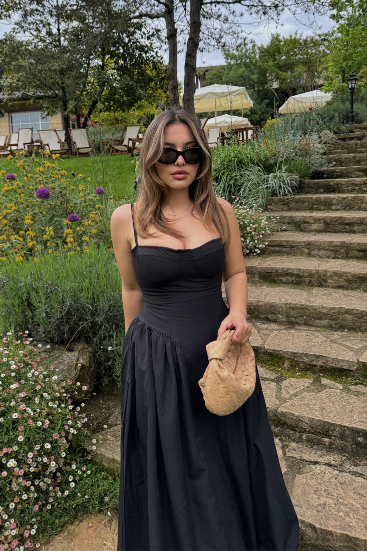 Siyah Hanna Midi Boy Elbise ATE-1108 - EYYO