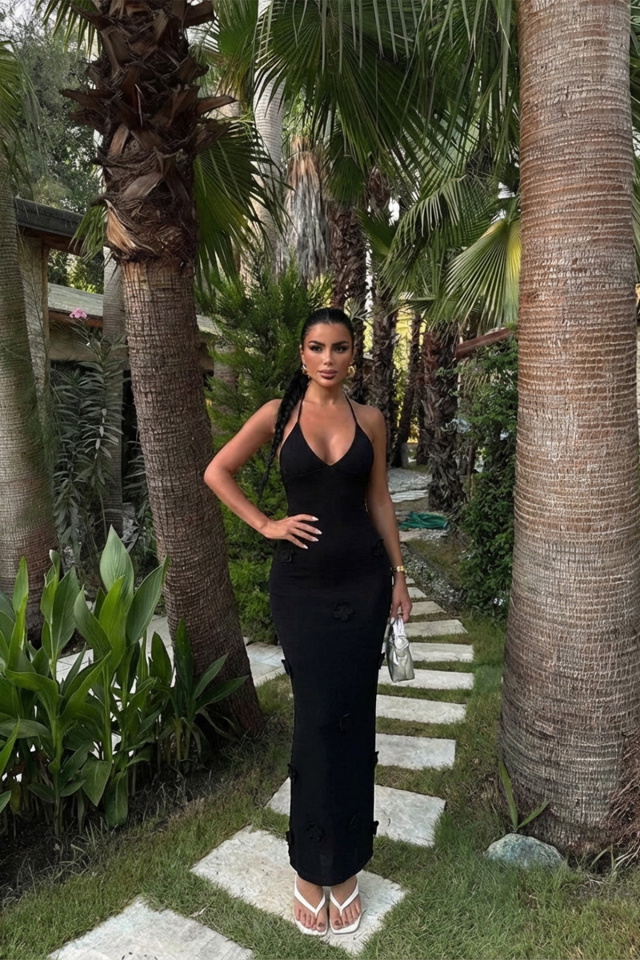 Siyah Askılı Uzun Elbise ATE-1343 - 1