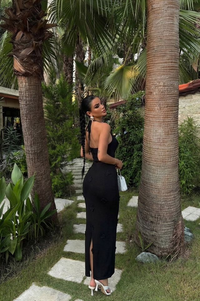 Siyah Askılı Uzun Elbise ATE-1343 - 2