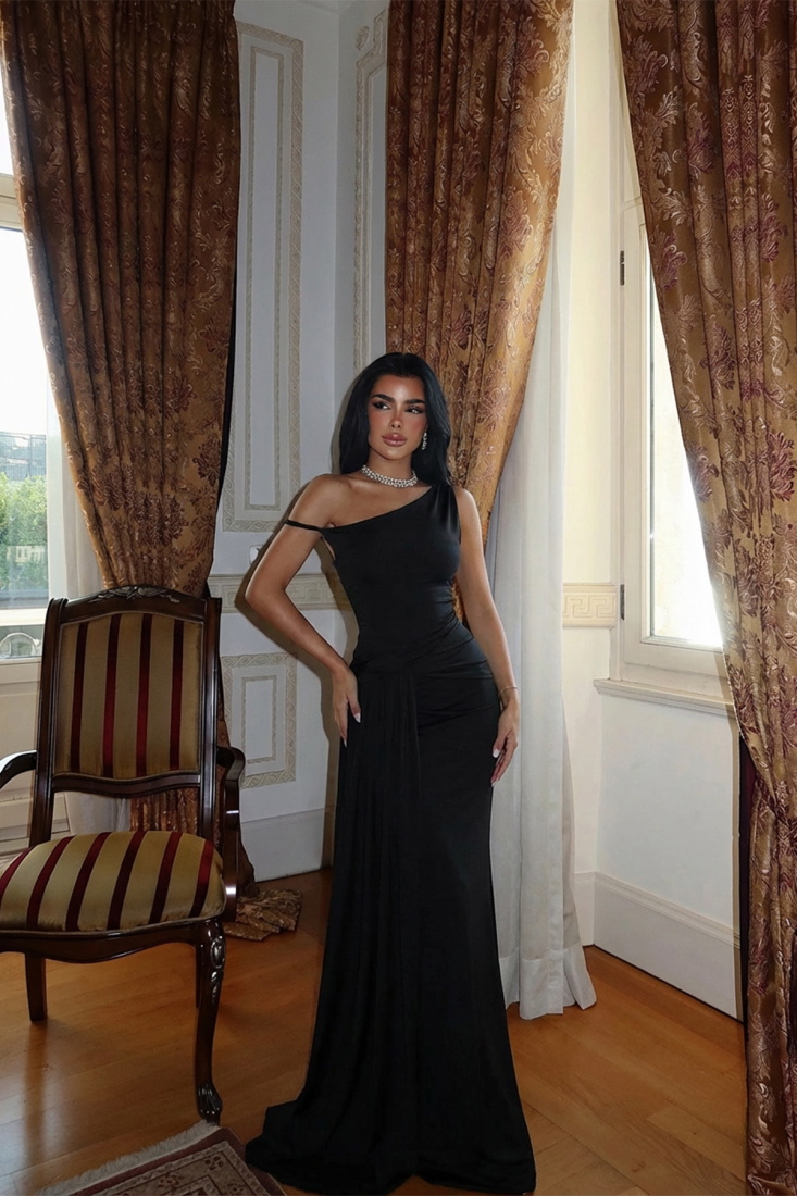 Siyah Rowen Elbise ATE-2596 - EYYO