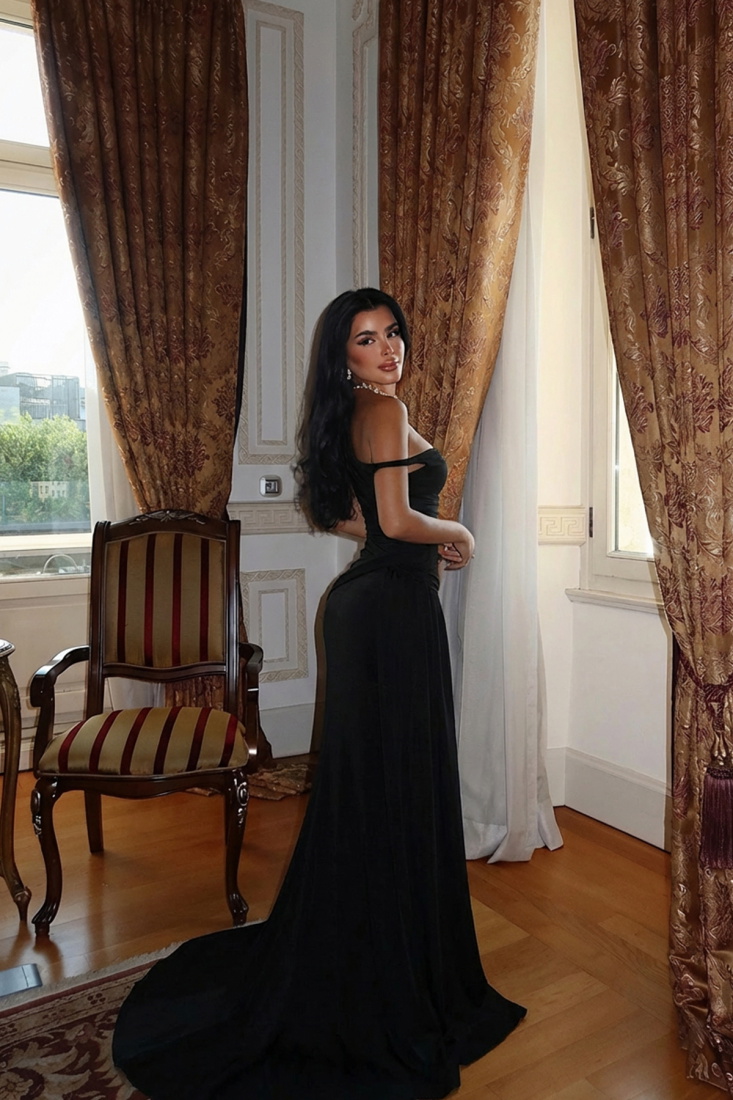 Siyah Rowen Elbise ATE-2596 - EYYO