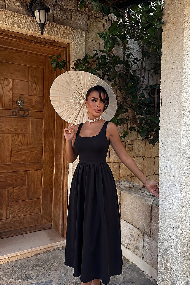 Siyah Soyaya Elbise ATE-3428 - 3