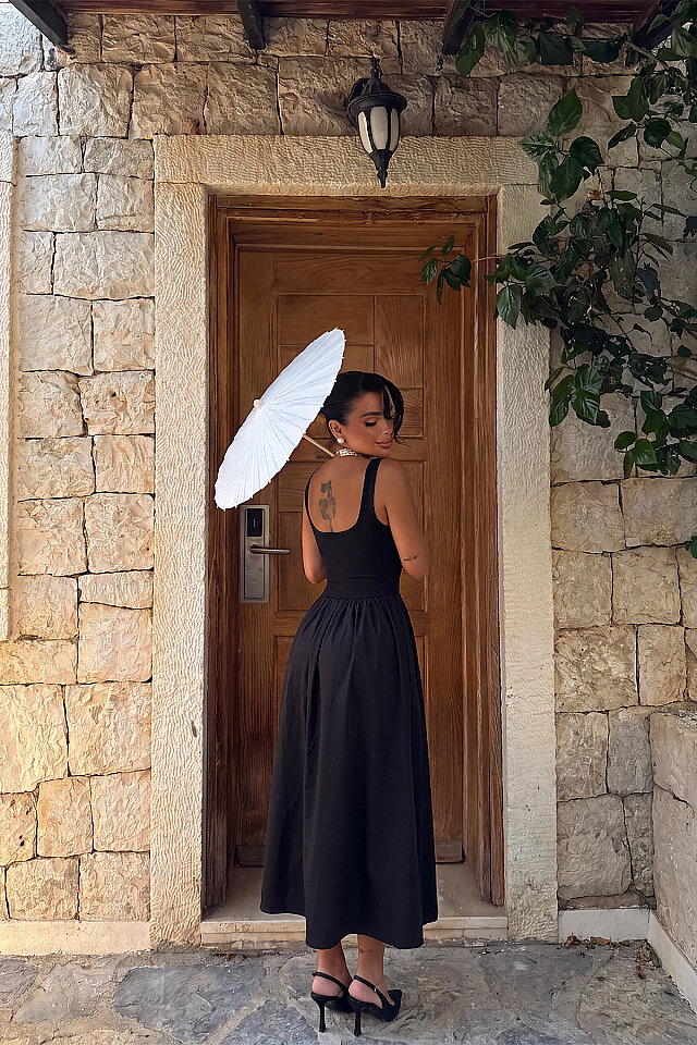 Siyah Soyaya Elbise ATE-3428 - 4