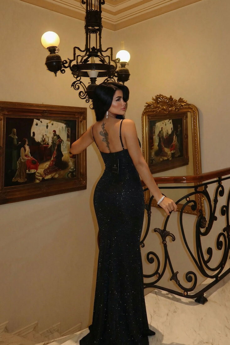 Siyah Gorria Elbise ATE-4469 - EYYO