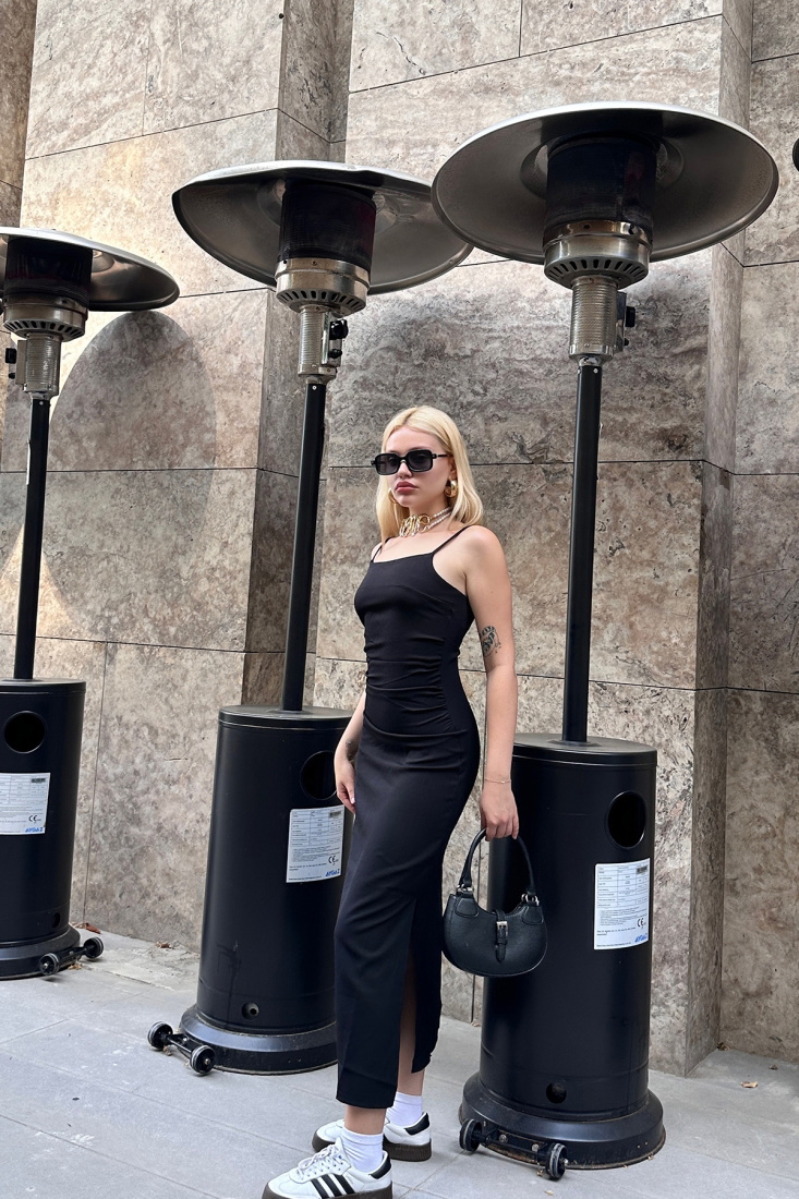 Siyah Askılı Uzun Elbise ATE7564 - EYYO