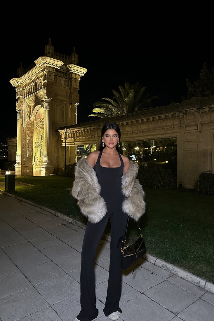 Shine Siyah Askılı Uzun Tulum ATE8688 - BİROL ATÖLYE