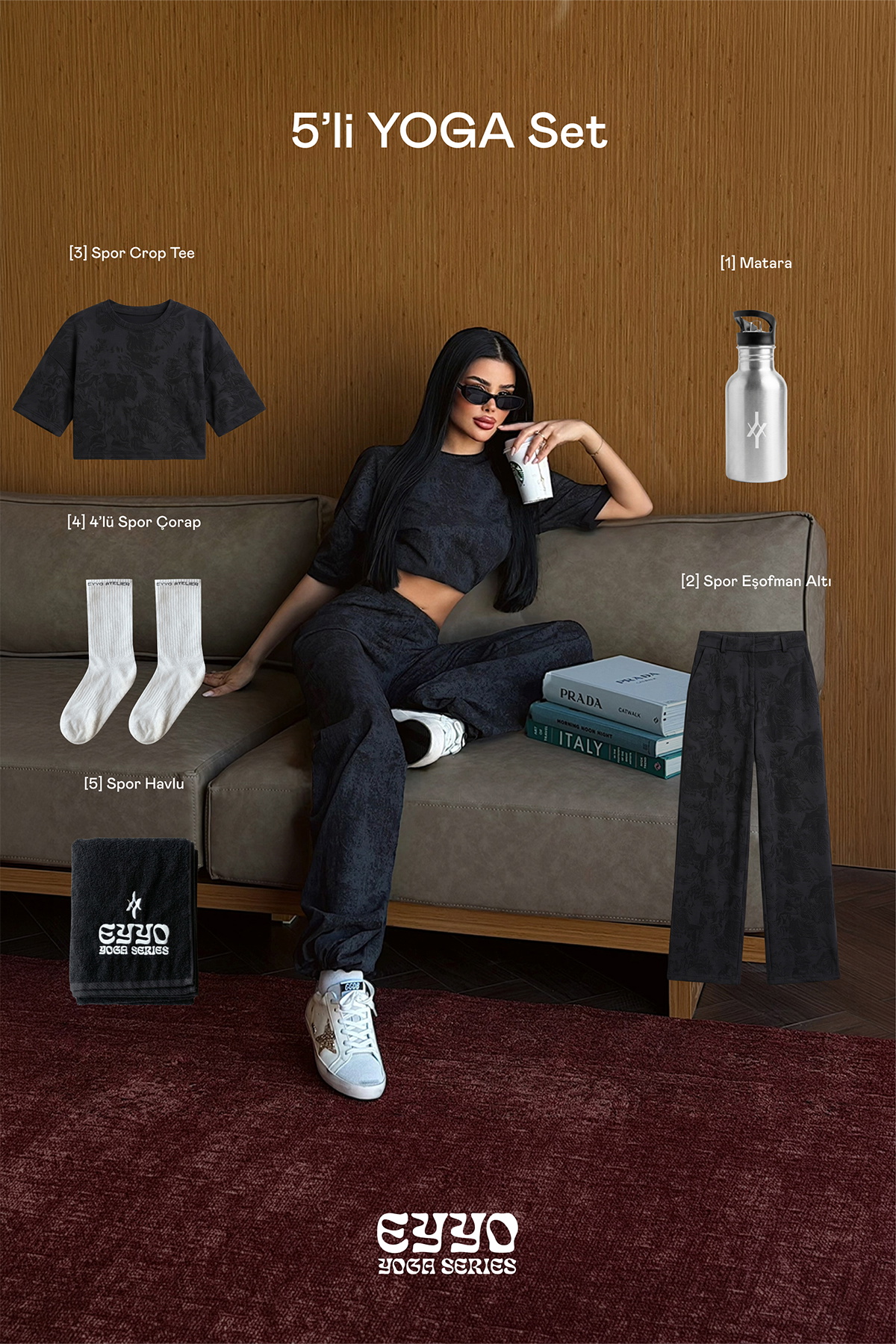 Siyah Azeji 5'li Yoga Set - 1