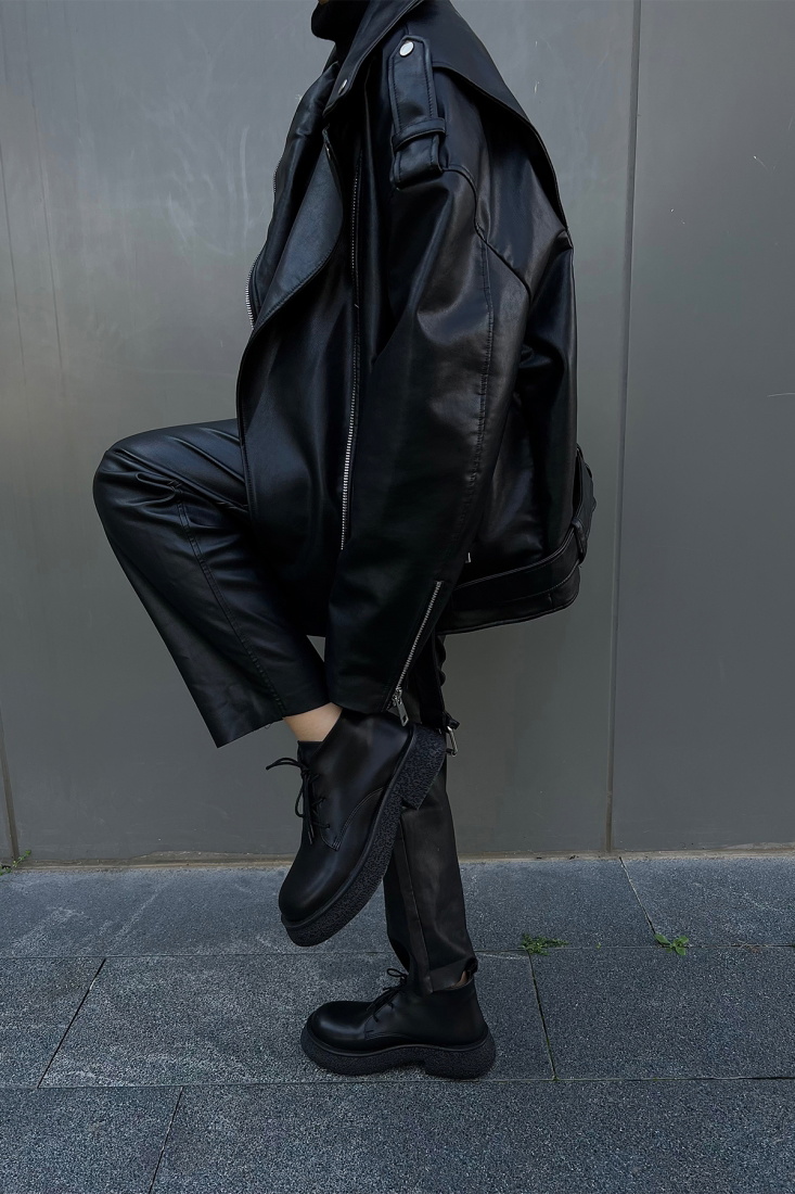 Siyah Bağcıklı Yarım Bot ATE2890 - EYYO