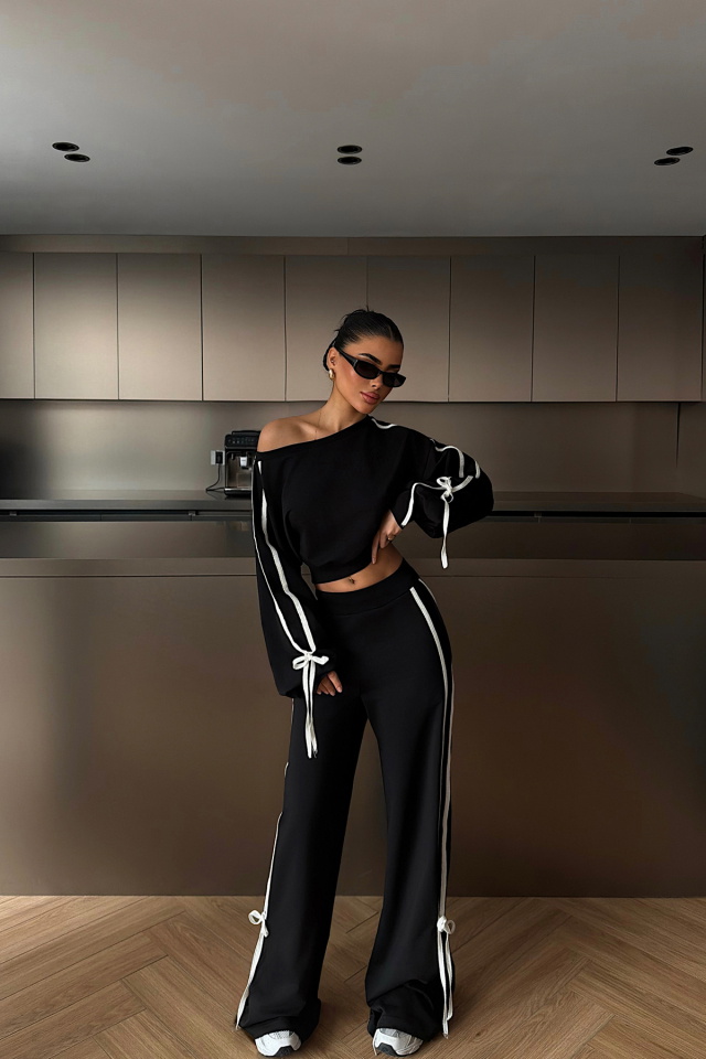 Siyah Calesia Eşofman Takımı ATE-4455 - 1