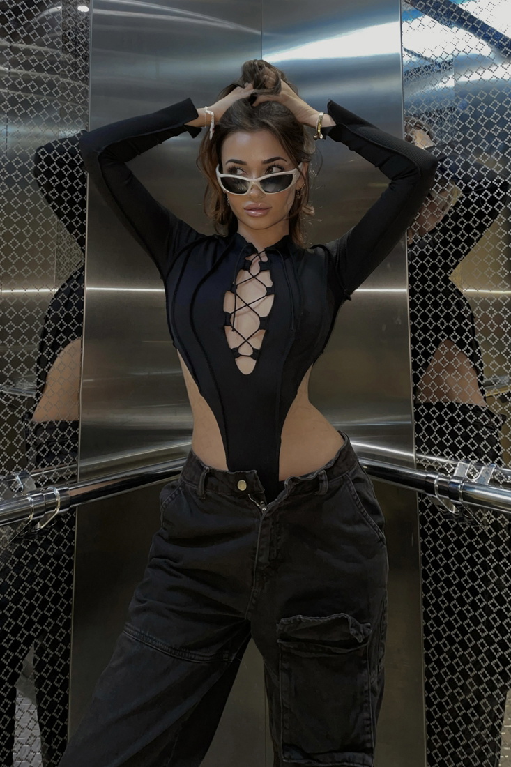 Siyah Bağlamalı Badysuit ATE3370 - DEPPOT