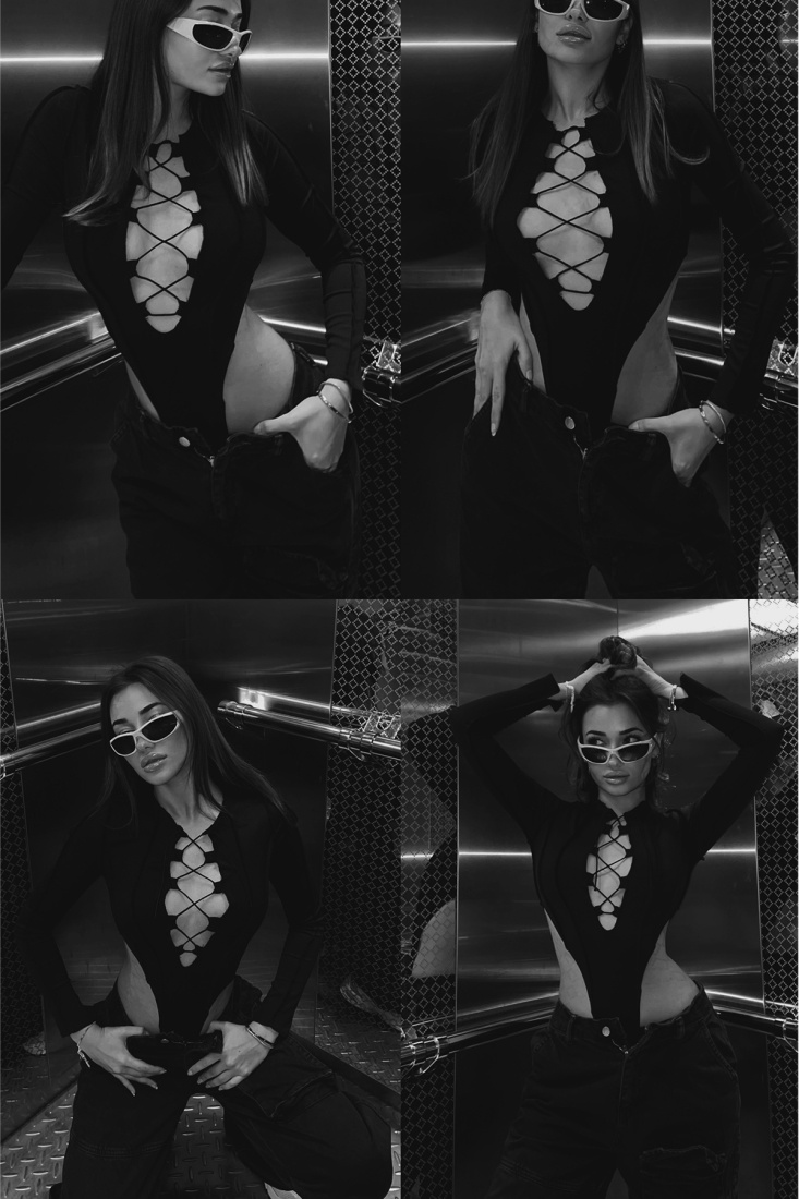 Siyah Bağlamalı Badysuit ATE3370 - DEPPOT