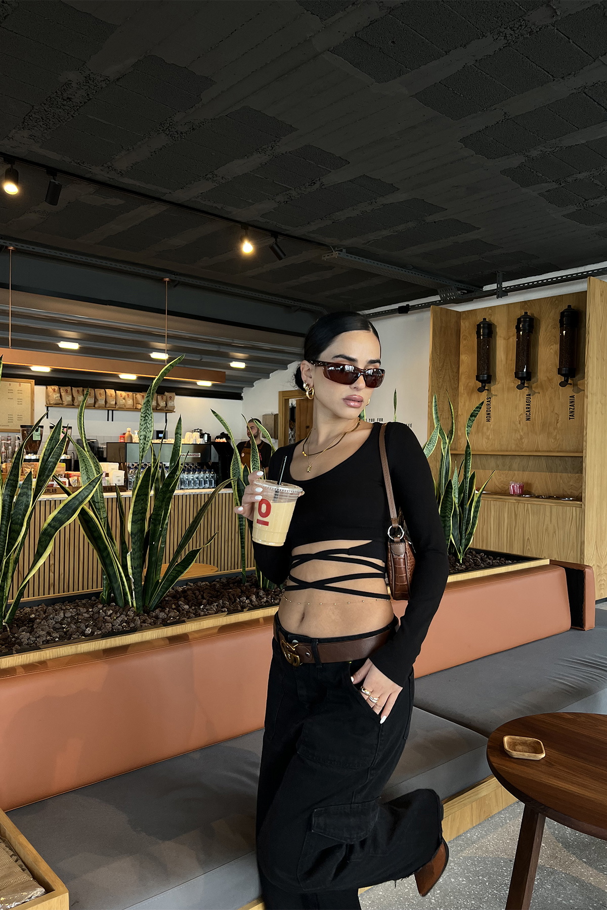 Siyah Bağlamalı Crop Top ATE2429 - 1