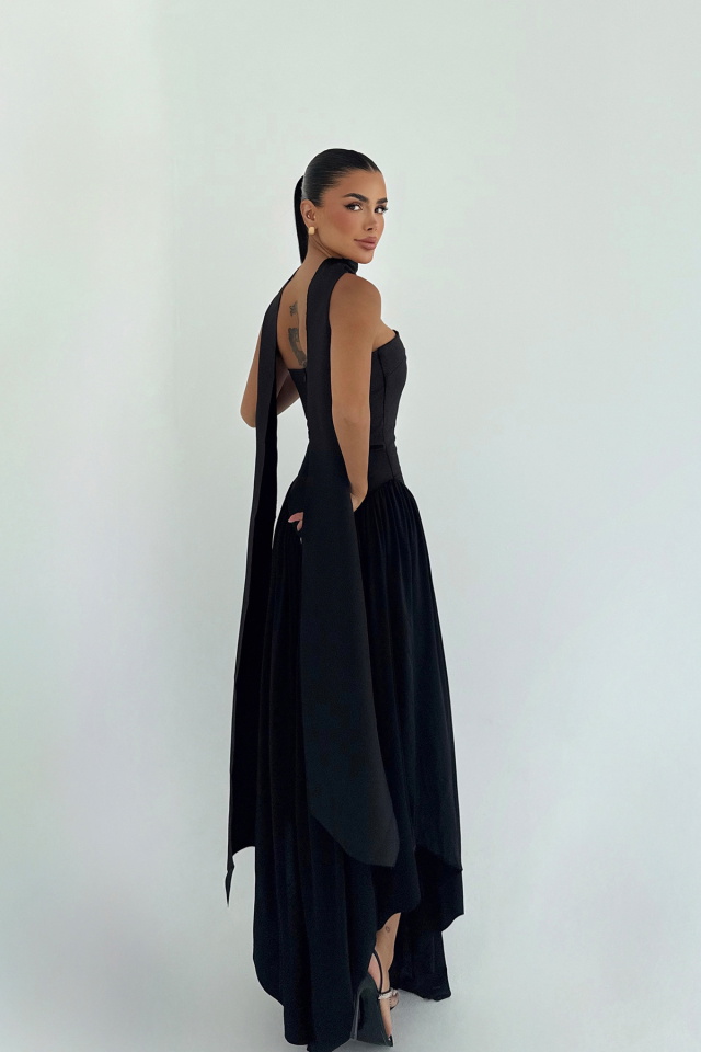 Siyah Sinatra Uzun Elbise ATE-3502 - 3