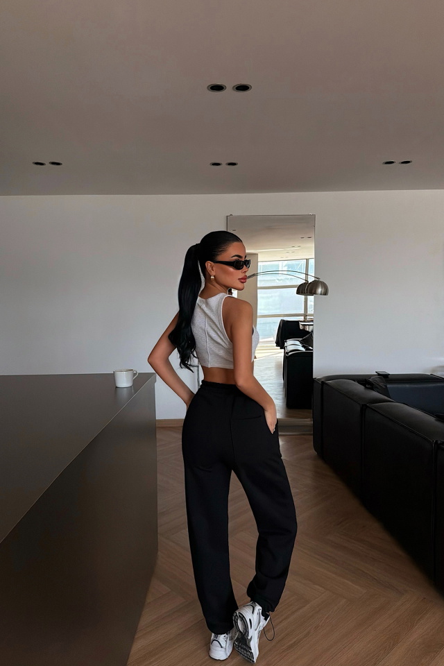 Siyah Bağlamalı Eşofman ATE-4889 - 4