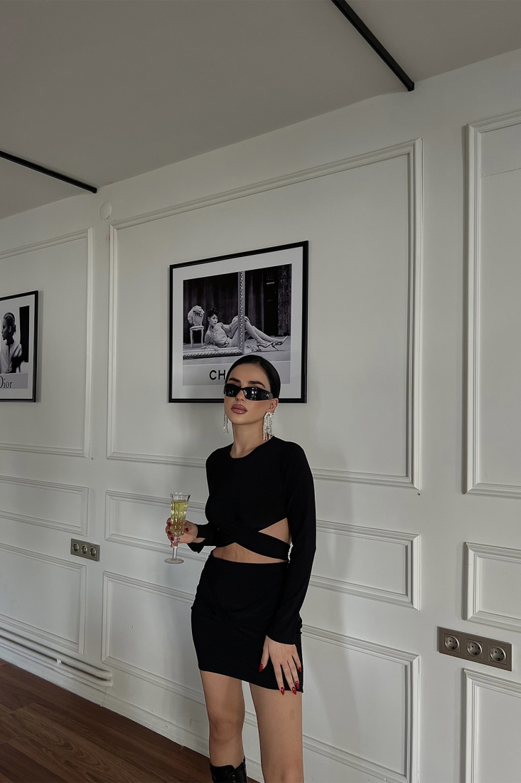 Siyah Bağlamalı Etekli Takım ATE3474 - ETİKA