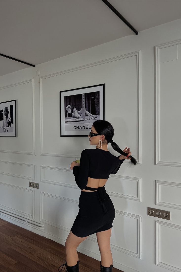 Siyah Bağlamalı Etekli Takım ATE3474 - ETİKA