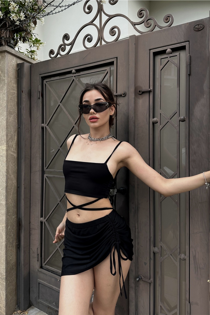 Siyah Bağlamalı Etekli Takım ATE7338 - DMR