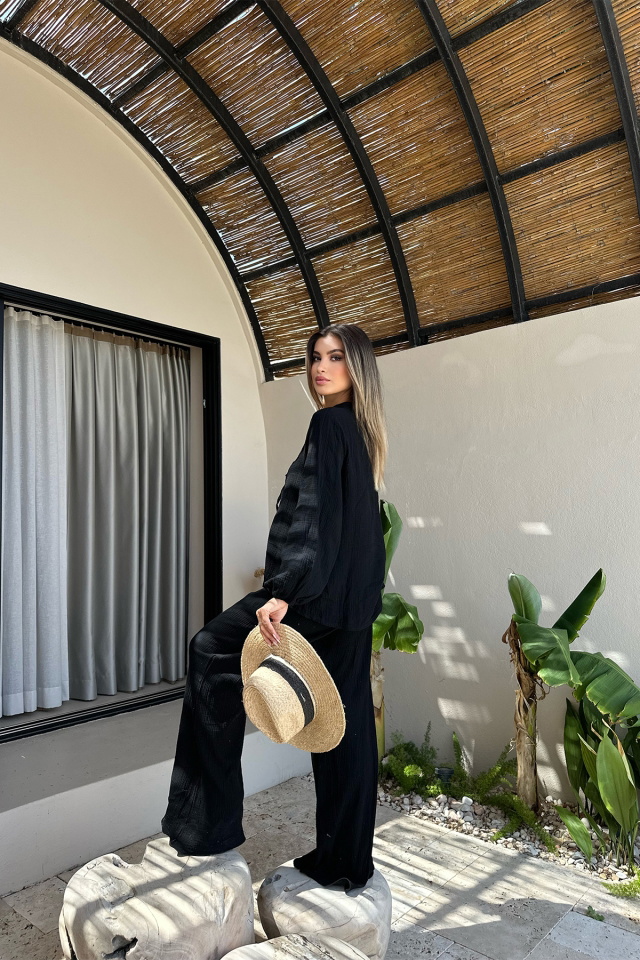 Siyah Bağlamalı Pantolonlu Takım ATE7528 - 6