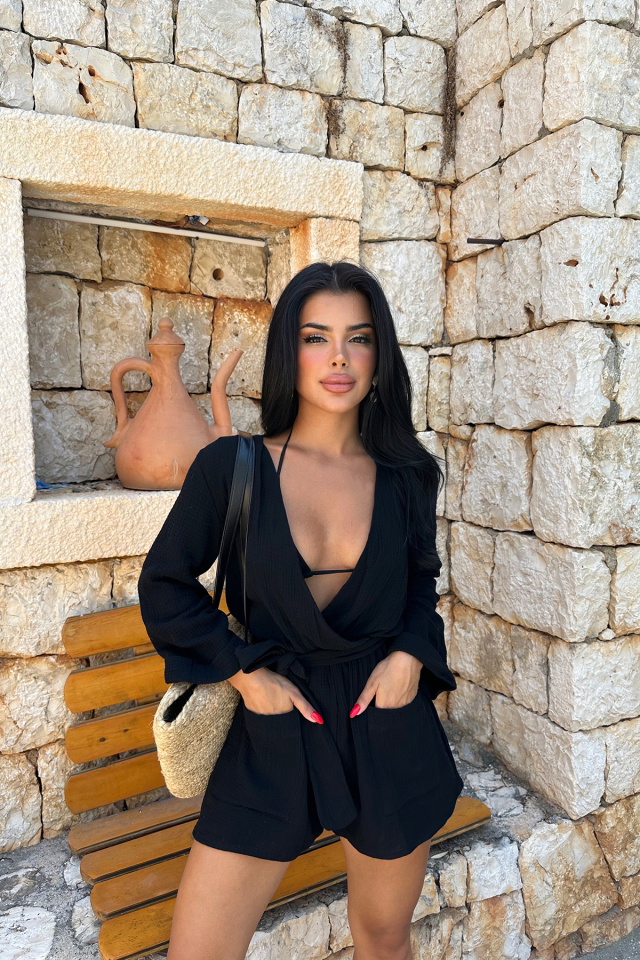 Siyah Bağlamalı Tulum ATE7685 - 3