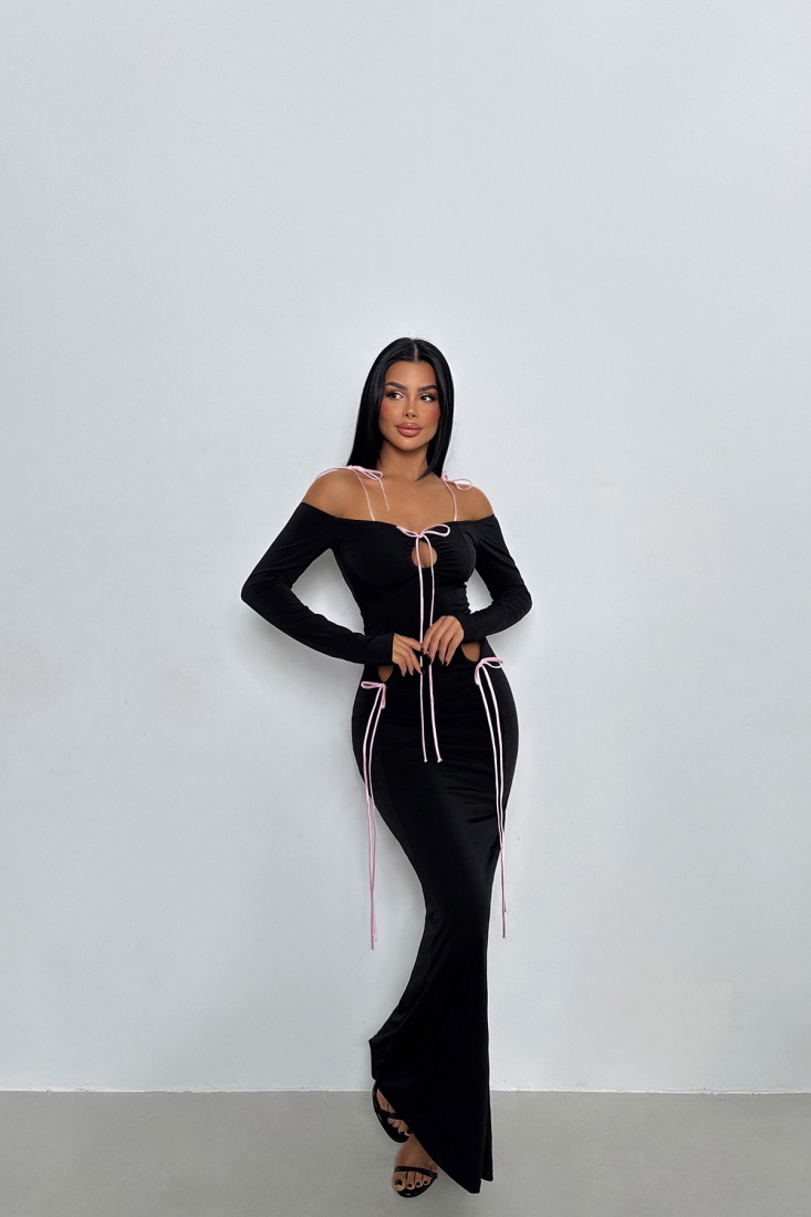 Siyah Pablo Fiyonklu Elbise ATE-1886 - EYYO