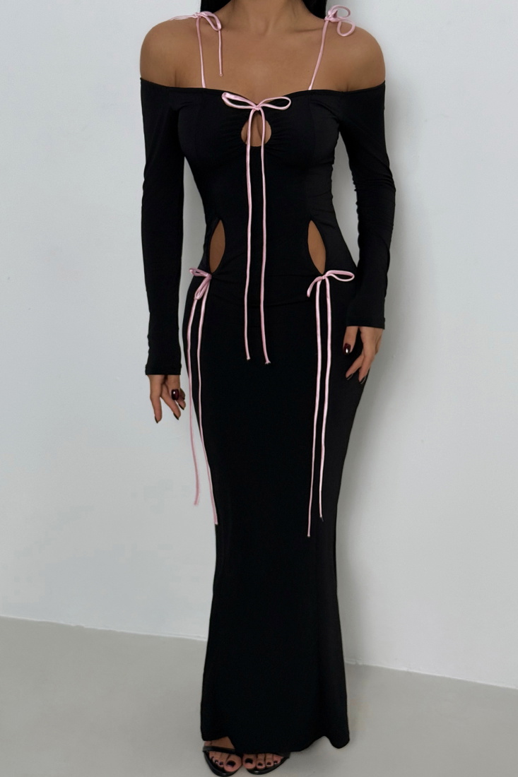 Siyah Pablo Fiyonklu Elbise ATE-1886 - EYYO