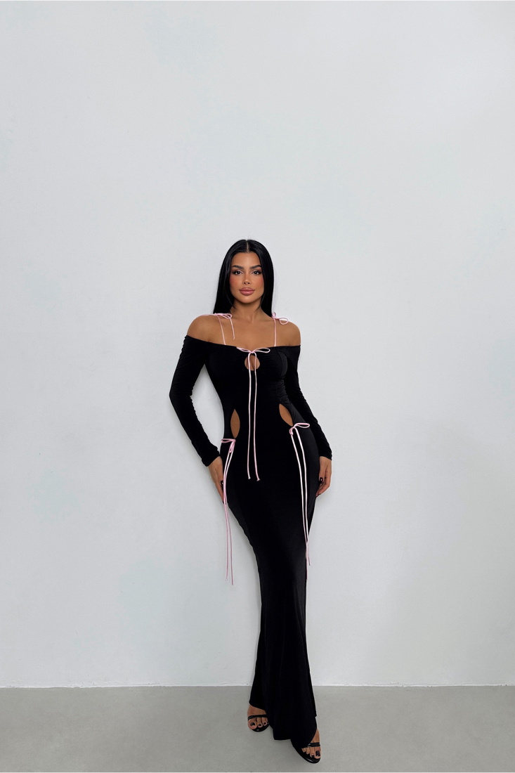 Siyah Pablo Fiyonklu Elbise ATE-1886 - EYYO