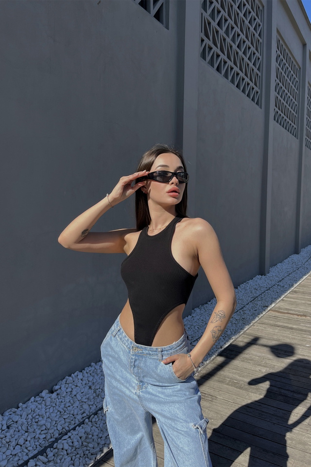 Siyah Basic Bodysuit ATE5102 