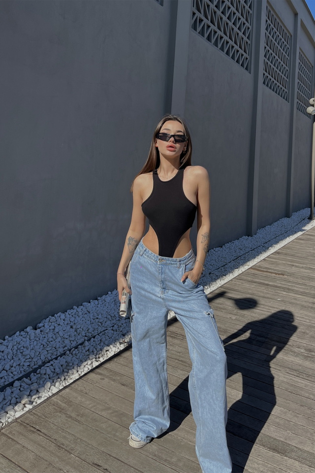 Siyah Basic Bodysuit ATE5102 - 2