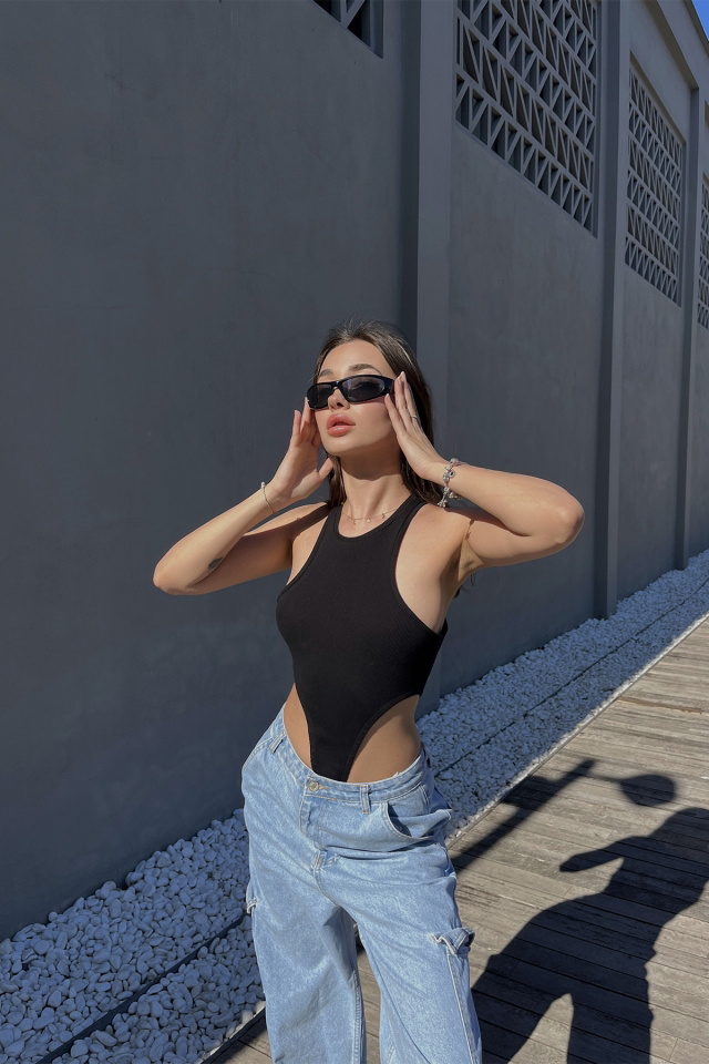 Siyah Basic Bodysuit ATE5102 - 5