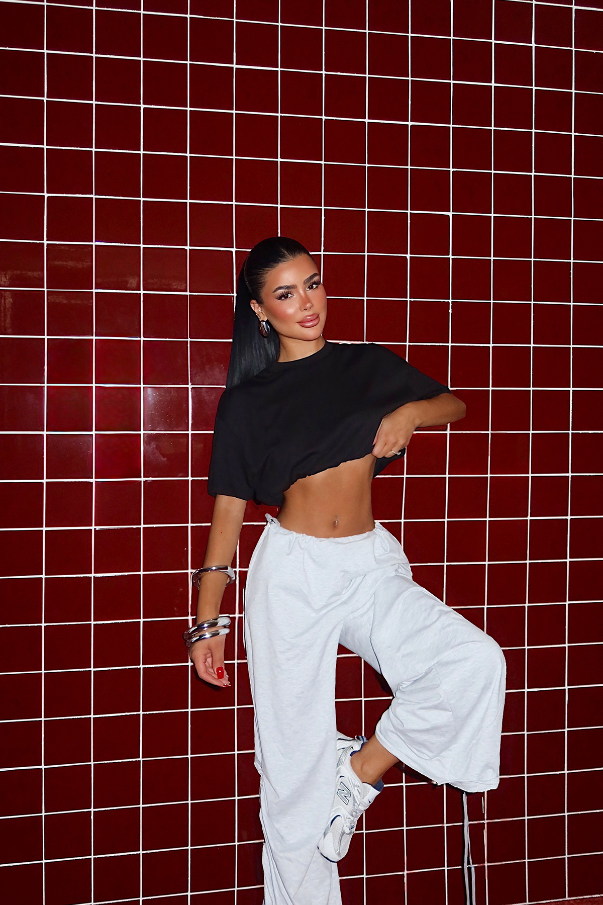 Siyah Basic Crop Top - 2