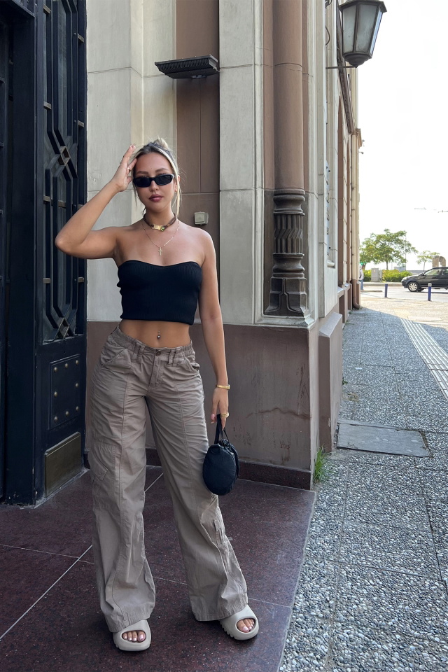 Siyah Basic Crop Top ATE1752 - 1