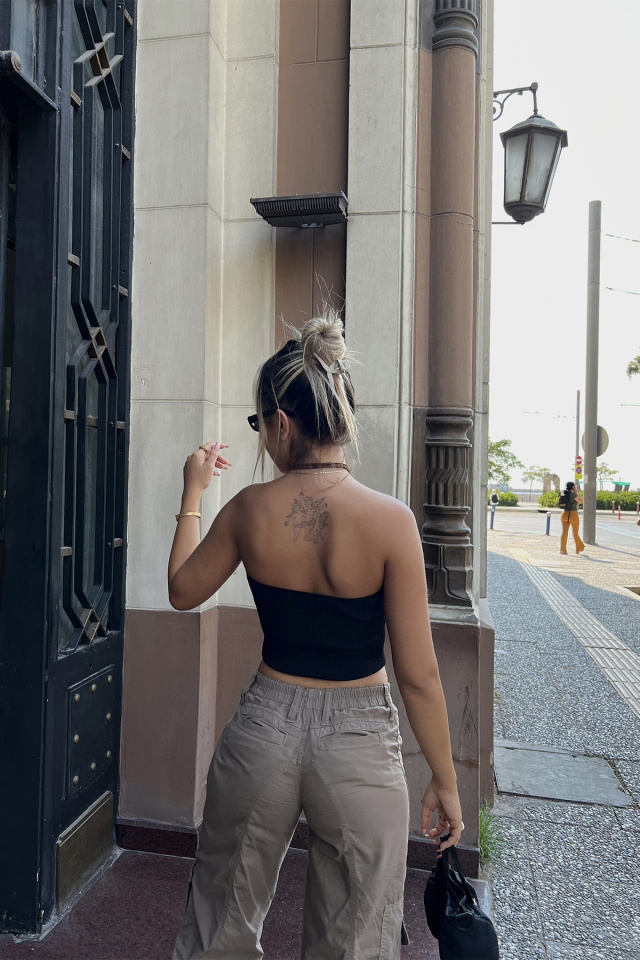Siyah Basic Crop Top ATE1752 - 4