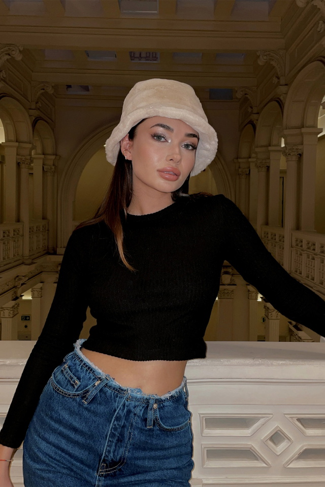 Siyah Basic Crop Top ATE3517 - 2