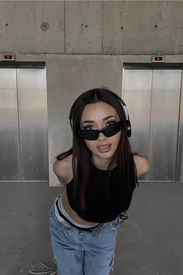 Siyah Basic Crop Top ATE3923 - 3