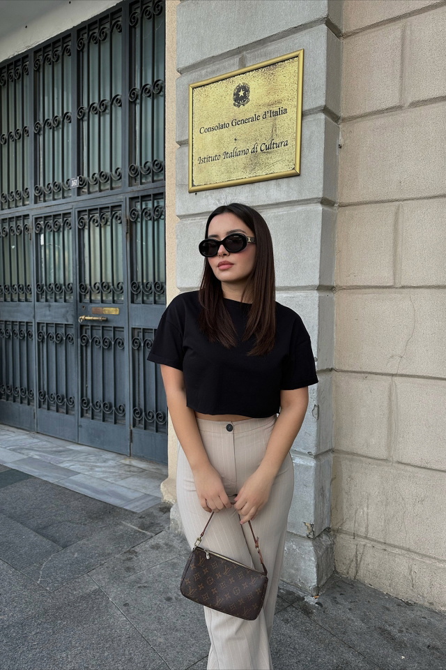 Siyah Basic Crop Top ATE3981 - 1