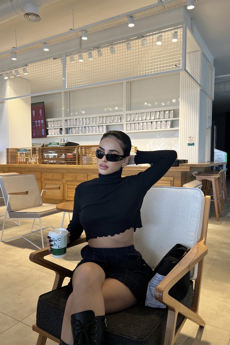 Siyah Basic Crop Top ATE4017 - DONT FASHİON