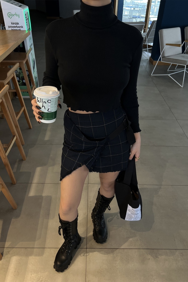 Siyah Basic Crop Top ATE4017 - 2