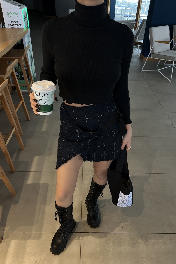 Siyah Basic Crop Top ATE4017 - DONT FASHİON