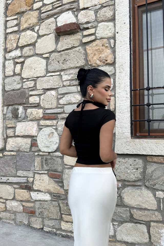 Siyah Basic Crop Top ATE4720 - 5