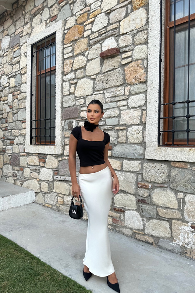 Siyah Basic Crop Top ATE4720 - 4