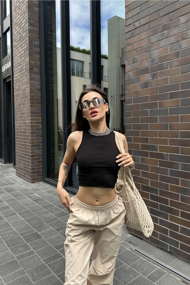 Siyah Basic Crop Top ATE7297 - 4