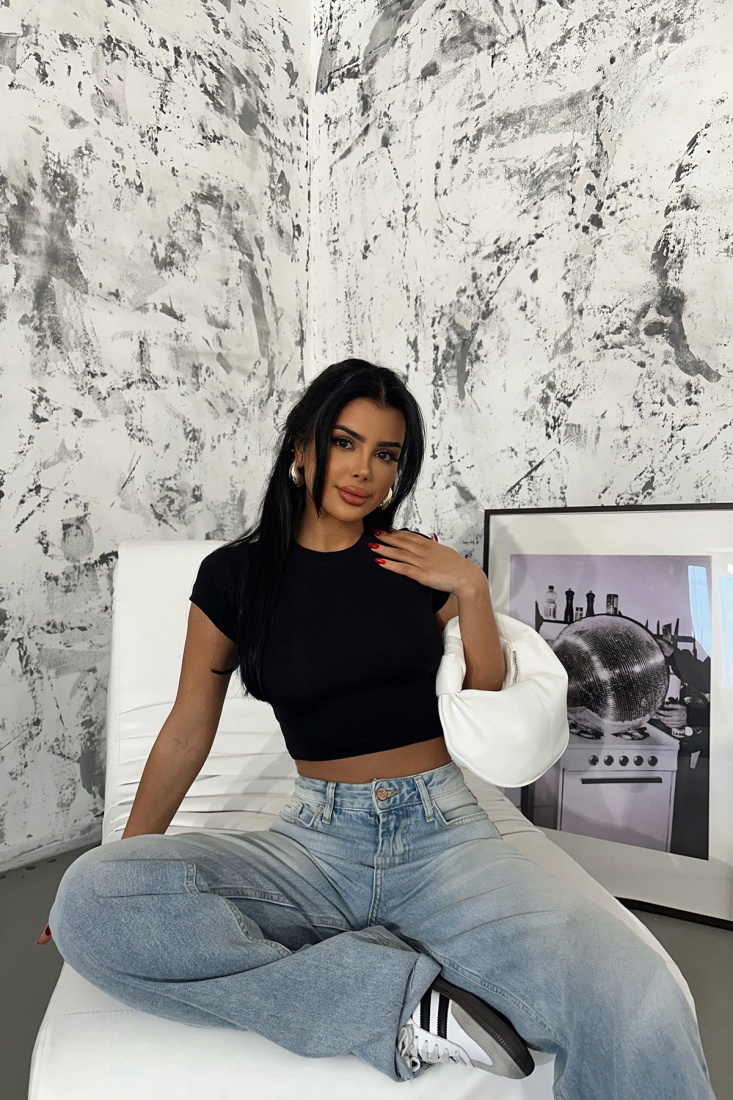 Siyah Basic Crop Top ATE8350 - AÇELYA TREND