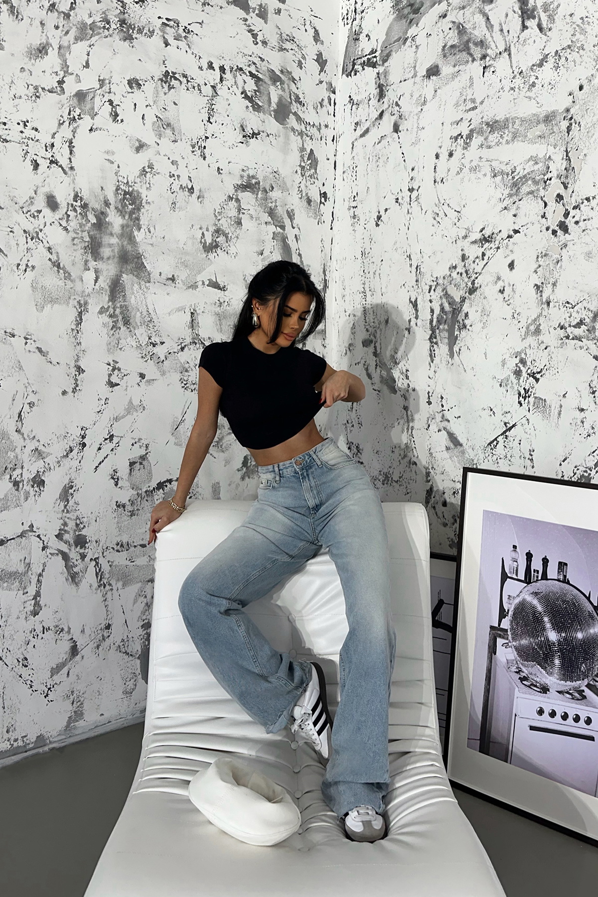 Siyah Basic Crop Top ATE8350 - 4