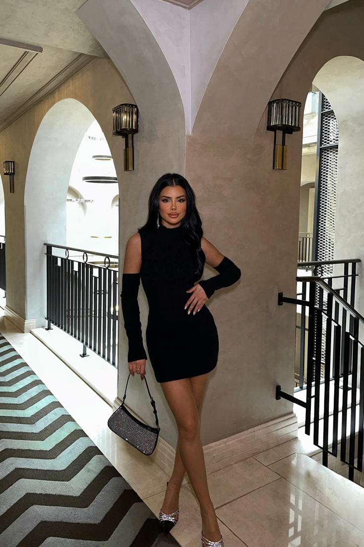 Siyah Basic Mini Elbise ATE-0896 - EYYO