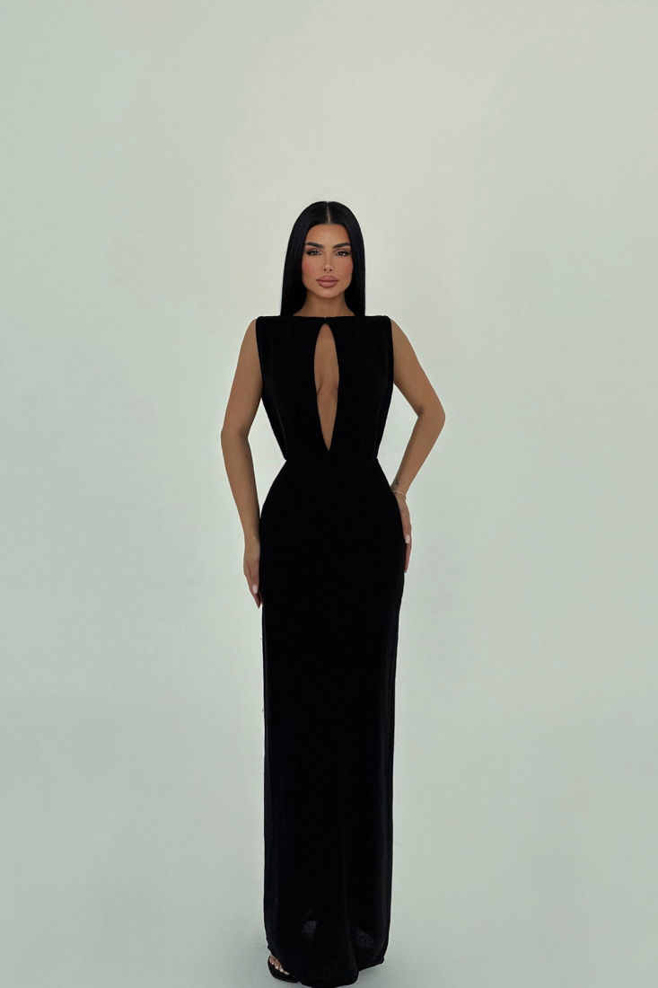 Siyah Himari Elbise ATE-1648 - EYYO